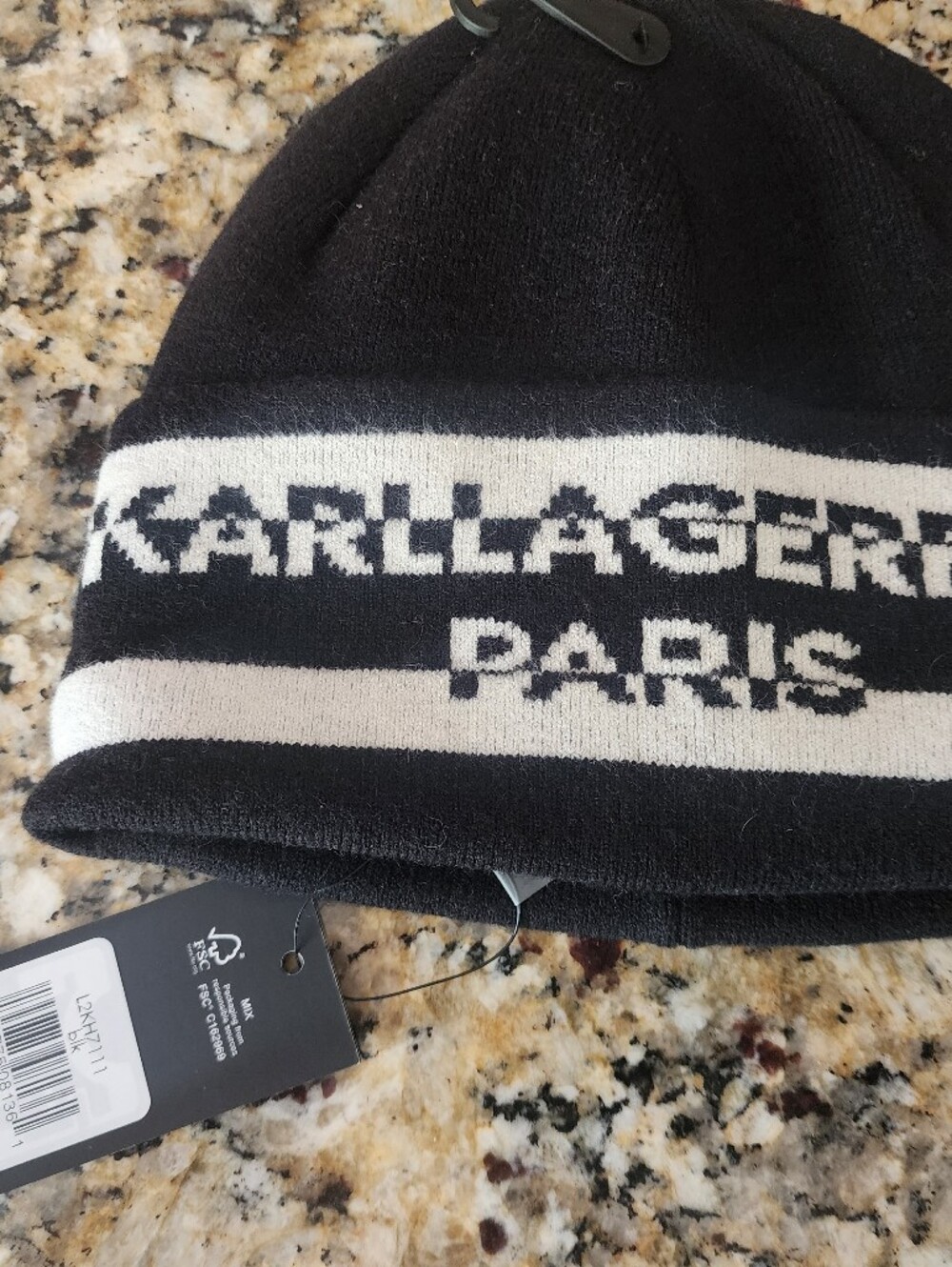 New Nwt Women Beanie Hat Karl Lagerfeld Paris Black Velvet Inside